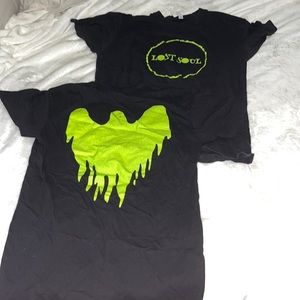 2 lost soul tshirts with ghost on back one size medium and one size small